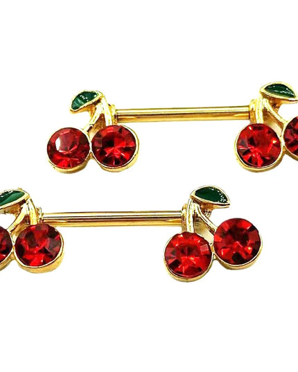 1pcs Sweet Cute Cherry Zircon Breast Ring For Women Body Piercing Jewelry Sexy Metal Nipple Ring Chest Piercing Ornament
