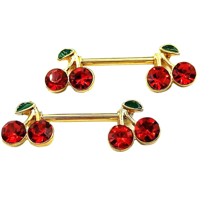 1pcs Sweet Cute Cherry Zircon Breast Ring For Women Body Piercing Jewelry Sexy Metal Nipple Ring Chest Piercing Ornament