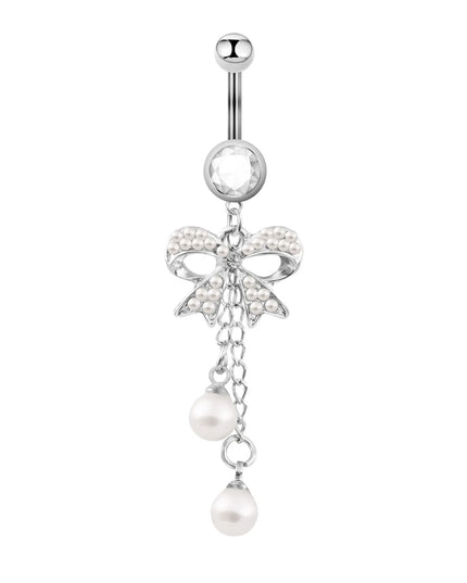Surgical Steel Belly Piercing Jewelry Bow Dangle Belly Button Rings for Women CZ Navel Rings Body Jewelry