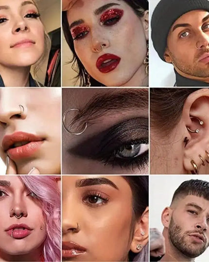 316 Surgical Steel Hinged Nose Rings Hoop Diameter 6mm 8mm 10mm Golden Silvery Black Rainbow Rose Golden Nose Rings Easter gift