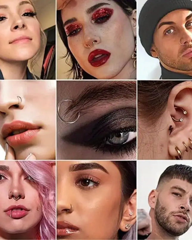 316 Surgical Steel Hinged Nose Rings Hoop Diameter 6mm 8mm 10mm Golden Silvery Black Rainbow Rose Golden Nose Rings Easter gift