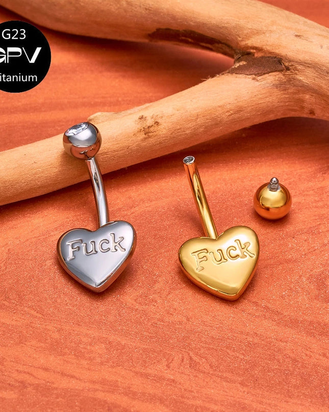 ASTM G23 Titanium Love Belly Button Ring Engraved Letters Internal Thread Women's Pierced Jewelry Belly Button Ornament