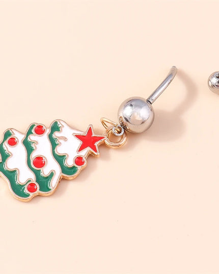 Cute Christmas Tree Belly Button Rings for Women Sexy Piercing Body Jewelry Navel Rings Girls Party Festival Jewelry Gifts