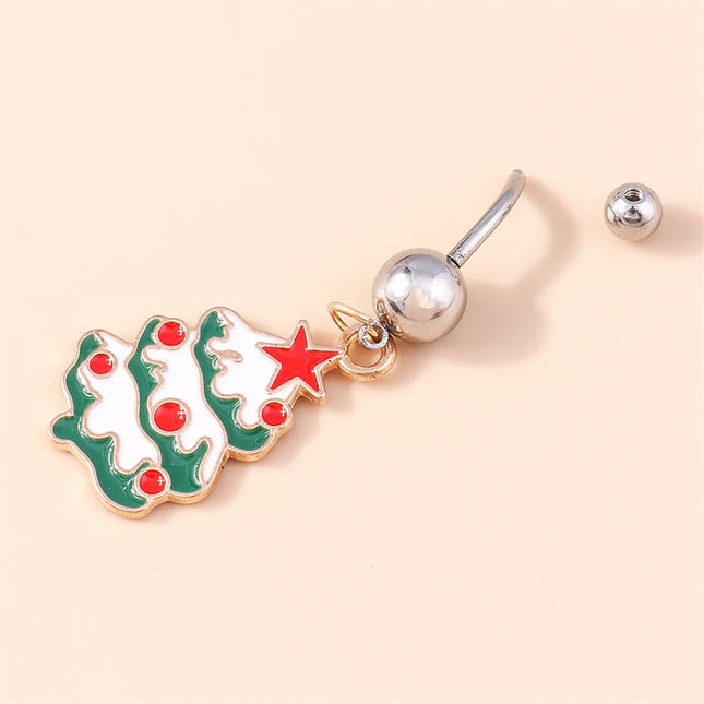 Cute Christmas Tree Belly Button Rings for Women Sexy Piercing Body Jewelry Navel Rings Girls Party Festival Jewelry Gifts