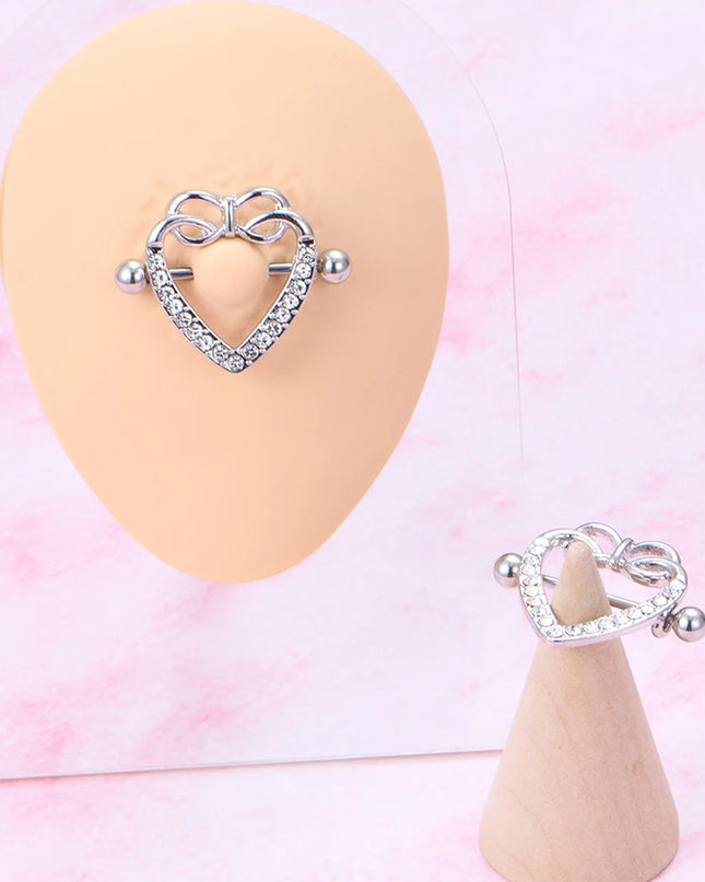 1Pair Heart Shaped Nipple Rings Piercing Jewelry for Women Sexy Clips Stianless Steel Nipple Ring Clamps Pierced Body Jewelry