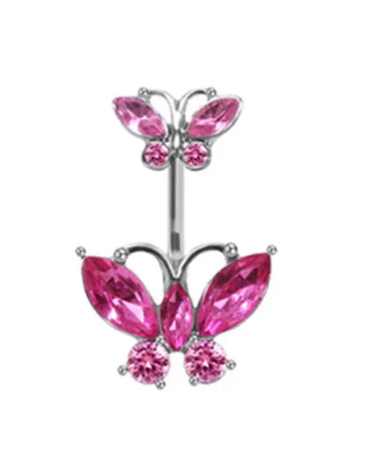 Steel Belly Button Rings Pink Crystal Piercing Navel Heart Style Navel Piercing Earring Belly Piercing Sexy Body Jewelry Ombligo