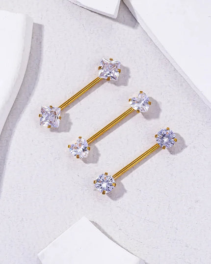 1PC Stainless Steel CZ Nipple Rings for Women Silver Gold Color Barbell Round Heart Square Nipple Piercing Body Piercing Jewelry