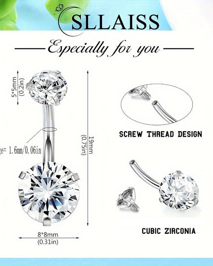 1 Pcs Belly Button Rings Designed for Both Women And Men Featuring 14G Rhinestone Crystals Stud for Navel Piercings Weighing
