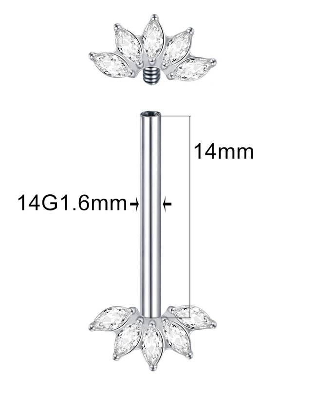 1Pc G23 Titanium Nipple Piercing Barbell Ring Flower Internally Threaded Nipple Shield Ring for Sexy Women Body Piercing Jewelry