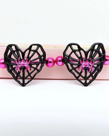 Cute Peach Heart Spider Web Nipple Piercing Two-color Electroplating Stainless Steel Nipple Ring Piercing Jewelry Wholesale