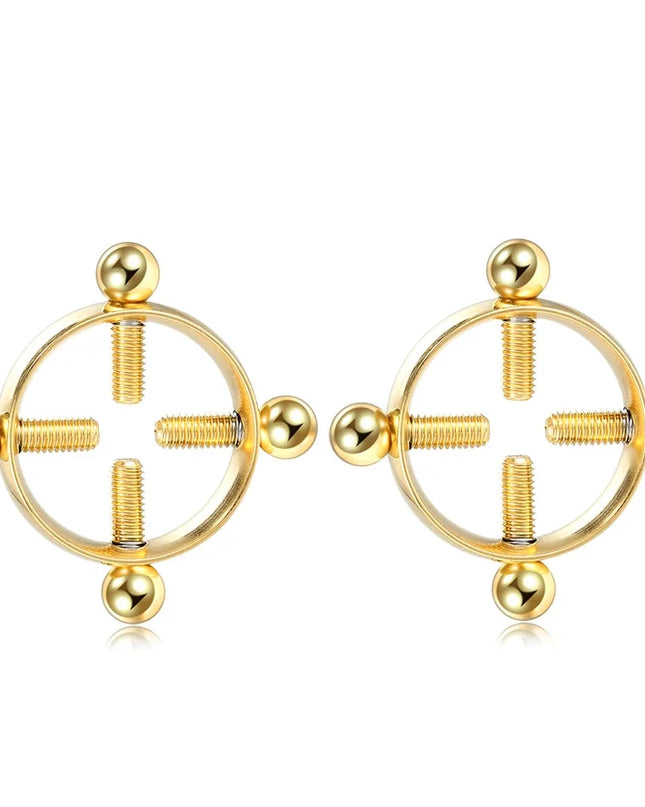 2pcs/lot Steel Round Screw Faux Nipple Clip Rings Sexy Piercing for Women Non Piercing Fake Breast Nail Shield Ring Jewelry Gift