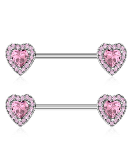 A Pair Cute Heart Dangled Nipple Piercings Barbell for Women Pink Color Moon Butterfly Shaped Sexy Nipple Rings Shield Bar Sets