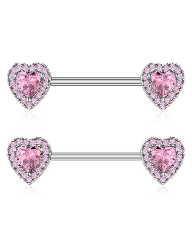 A Pair Cute Heart Dangled Nipple Piercings Barbell for Women Pink Color Moon Butterfly Shaped Sexy Nipple Rings Shield Bar Sets