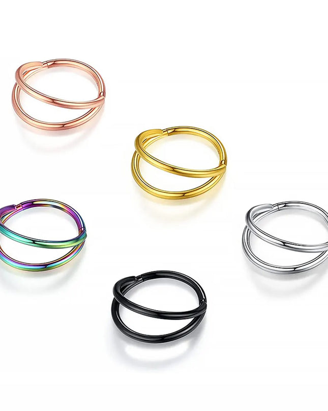 Nose Rings Hoops Double Septum Rings Cartilage Hoop Earring Piercing Nariz Open Stacked Hoop Nose Rings for Women and Men