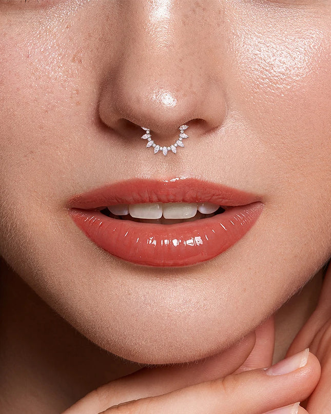 ASTM F136 Titanium Nose Ring Hoop 16G Pear CZ Hinged Segment Septum Clicker Ring Cartilage Daith Piercing Earring Body Jewelry