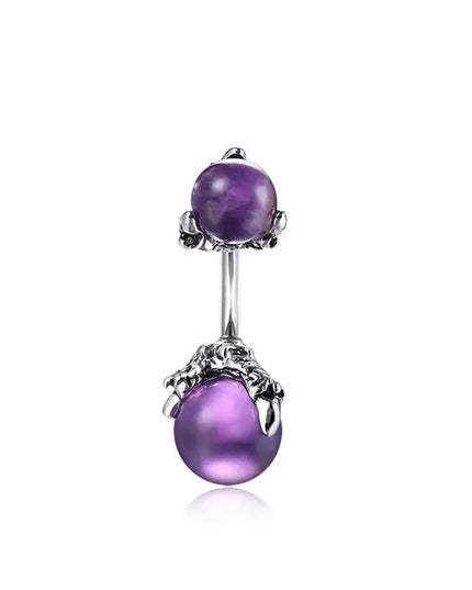 Belly Button Rings Mixed Purple Zircon Dangle Design Stainless Steel Durable Navel Rings for Daily Outfit Matching
