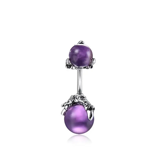 Belly Button Rings Mixed Purple Zircon Dangle Design Stainless Steel Durable Navel Rings for Daily Outfit Matching