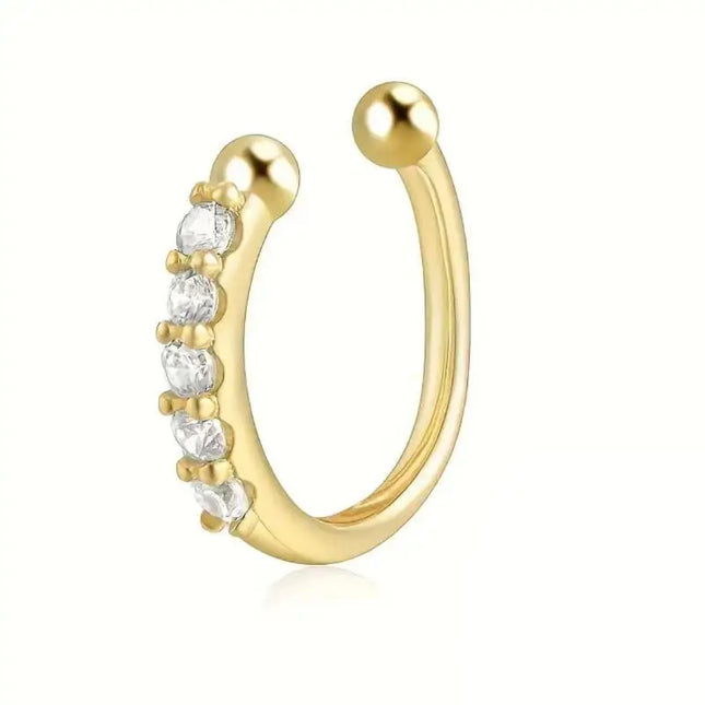 Non Piercing Nose Ring Cuff Sparkling Cubic Zirconia 2 Color Options Lightweight Comfortable Nose Jewelry for Concert Outfits