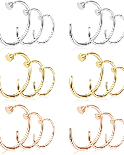FASACCO 22G Surgical Steel Nose Rings Hoop for Men Women C-Shape Flat Thin Nose Ring Cartilage Tragus Ear Body Piercing Jewelry