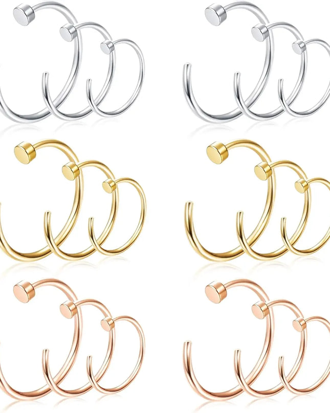 FASACCO 22G Surgical Steel Nose Rings Hoop for Men Women C-Shape Flat Thin Nose Ring Cartilage Tragus Ear Body Piercing Jewelry