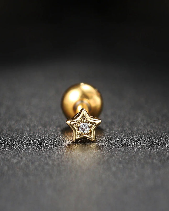 Ear Piercing For Women Pierced Earring Daith Helix Flat Lobe Star Plant Lightning Zircon Stainless Steel Ear Hoop Jewelry Gift