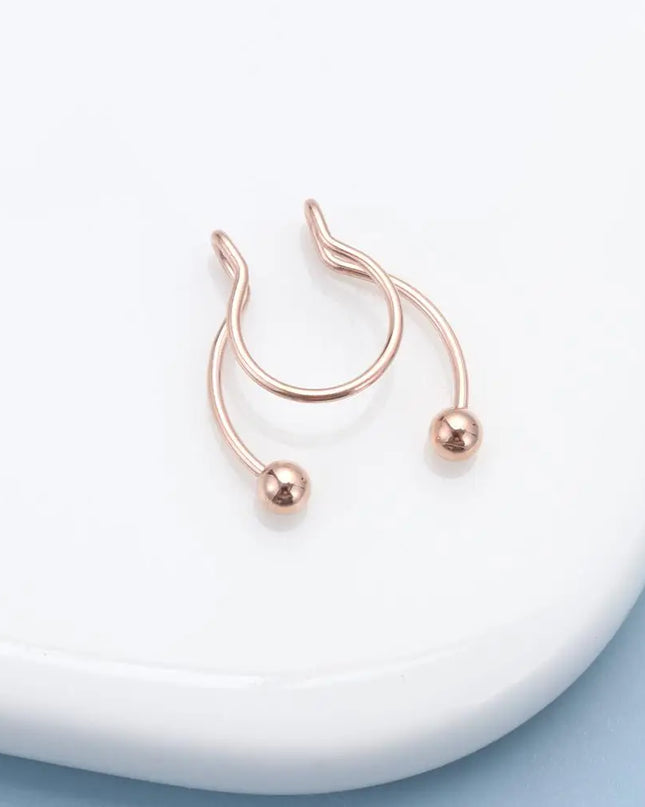 Women Colorful Fake Septum Jewelry Nose Ring Non Piercing Stainless Steel