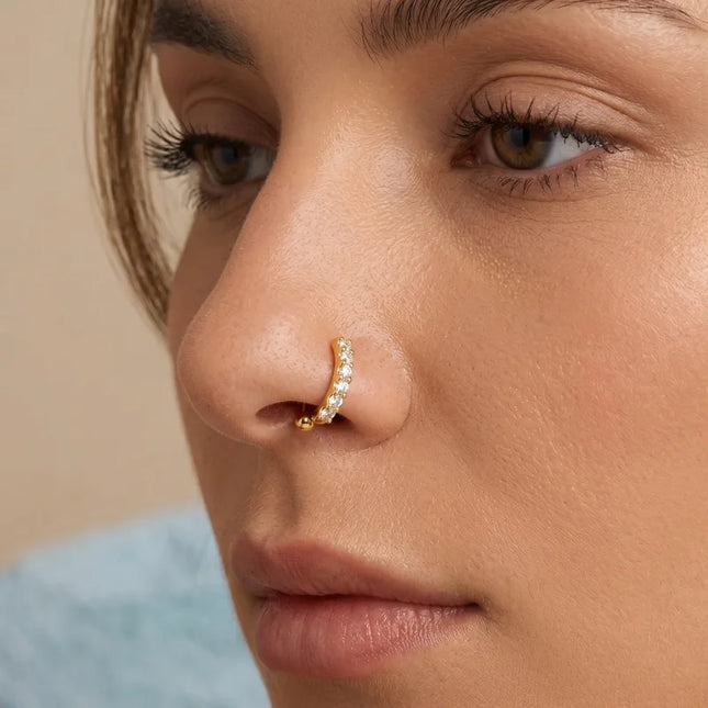1pc Trendy Bohemian Summer Sexy Style False Nose Rings Adjustable No-Piercing Wearable, Fashion Hip-Hop Silver Nose Nail Woman