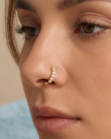 1pc Trendy Bohemian Summer Sexy Style False Nose Rings Adjustable No-Piercing Wearable, Fashion Hip-Hop Silver Nose Nail Woman