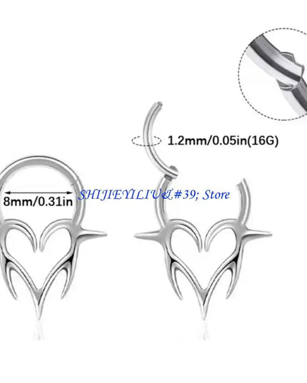 E21F Comfortable Wear Seamless Nose Rings with Heart Polished Surfaces Nose Jewelry Suitable for Easy Wear