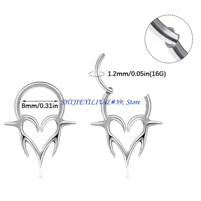 E21F Comfortable Wear Seamless Nose Rings with Heart Polished Surfaces Nose Jewelry Suitable for Easy Wear
