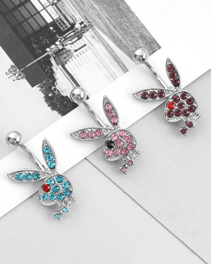 1PC Stainless Steel Belly Buttorn Piercing Cartoon Rabbit Belly Button Ring Navel Nail Body Piercing Jewelry for Woman