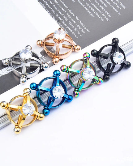 For Women Screw Back Non Piercing Clip Nipple Piercing Jewelry Fashion Crystal Stainless Steel Fake Nipple Rings