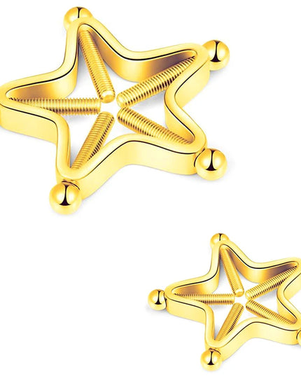 ● 1Pc Stainless Steel Adjustable Nipple Rings For Women, Star Shaped Clip On Nipple Ring Fake Nipple Piercing Jewelry