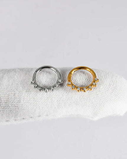 Stainless Steel Hinged Star Septum Clicker Nose Hoop Ring Flower Ear Tragus Stud Catilage Daith Helix CZ Earrings Piercing 16G