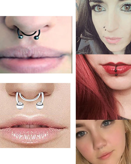 Punk C Shape Steel Nose Ring Horseshoe Lip Ring puncture Hook Clip Earrings Septum  No Allergic Body Piercing Jewelry Nose Rings