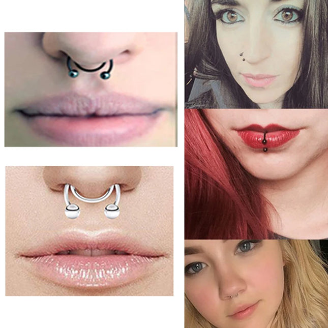 Punk C Shape Steel Nose Ring Horseshoe Lip Ring puncture Hook Clip Earrings Septum  No Allergic Body Piercing Jewelry Nose Rings