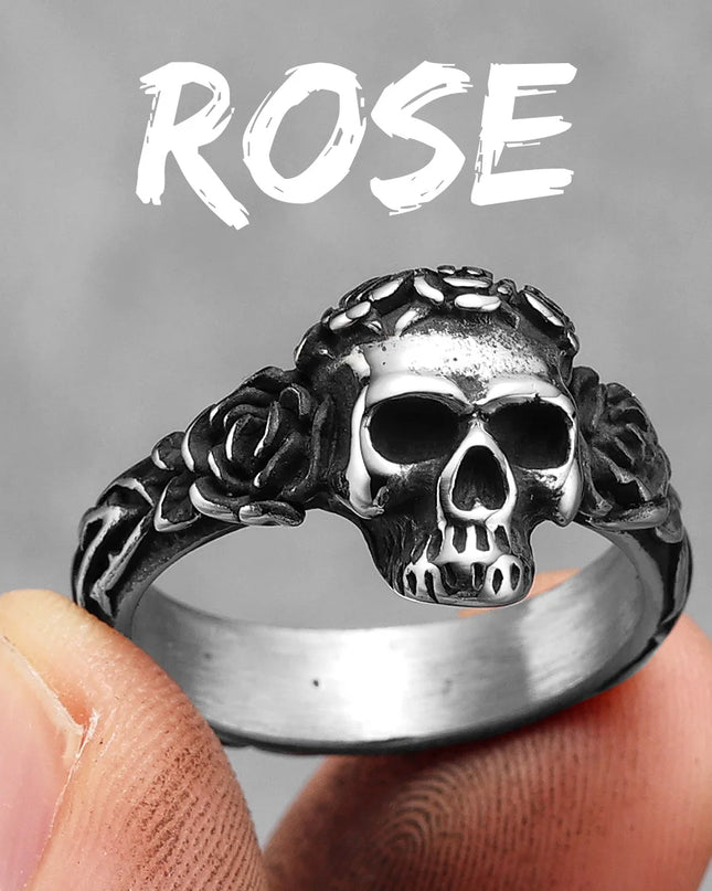 Bridge of Nose Skull Men Rings Stainless Steel Women Jewelry Punk Gothic Rock Vintage Black Fashion Accessories Gift Wholesale