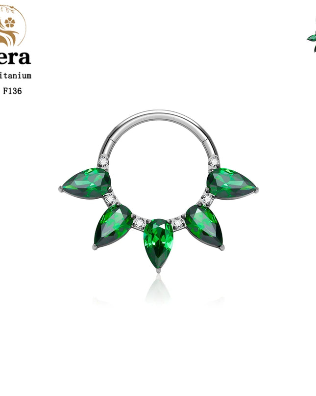ASTM F136 Titanium Nose Ring Hoop 16G Pear CZ Hinged Segment Septum Clicker Ring Cartilage Daith Piercing Earring Body Jewelry