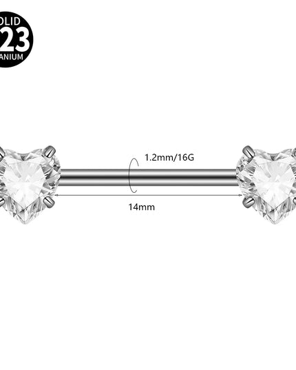 1PC G23 Titanium Double Clear Cz Nipple Rings Internal Thread Barbell Nipple Piercing Nipple Shield 16G Body Piercing Jewelry