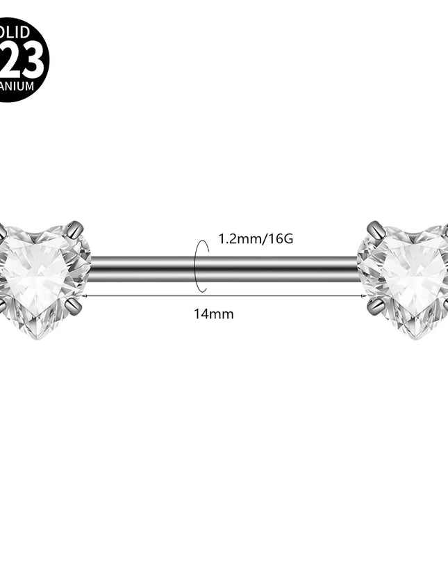 1PC G23 Titanium Double Clear Cz Nipple Rings Internal Thread Barbell Nipple Piercing Nipple Shield 16G Body Piercing Jewelry