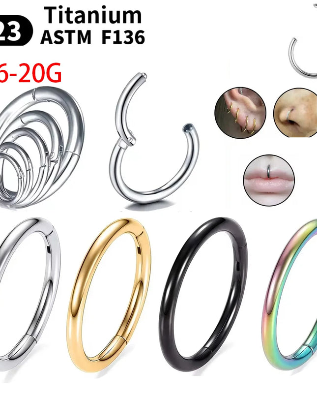 Nose Rings G23 Titanium Lip Ring For Women And Men Piercing Jewelry Hoop Earrings Mixed Color Body Clips Hinged