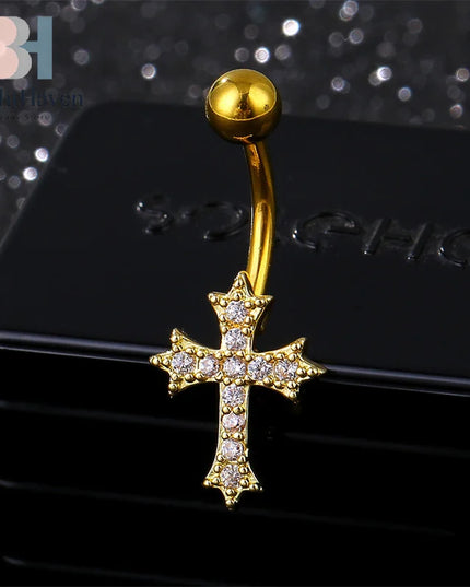 Fashion Sexy Piercing Navel Nail Body Jewelry For Women Girls Personalized Simple Cross Pendant Belly Button Rings Gifts B.H