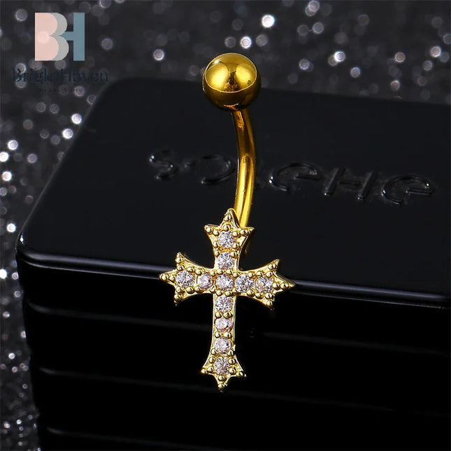 Fashion Sexy Piercing Navel Nail Body Jewelry For Women Girls Personalized Simple Cross Pendant Belly Button Rings Gifts B.H