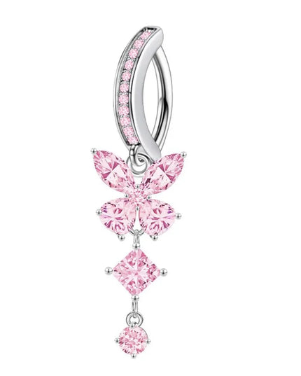 Stainless Steel Zircon Belly Button Rings Women Sexy Butterfly Gem Navel Piercing Stylish Gold Silver Shiny Body Jewelry Gifts