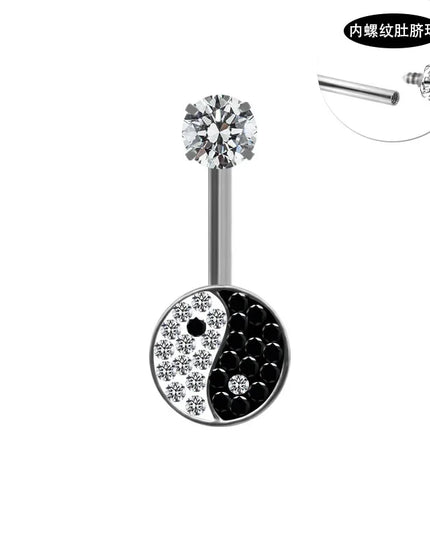 Fashion Crystal Belly Piercing Navel Ring Body Accessories Trigrams Flower Belly Button Piercing Ombligo Studs Jewelry