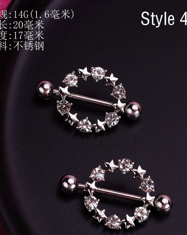 Retro Snake Nipple Piercing Jewelry Shiny Crystal Bunny Rabbit Nipple Rings For Women Girls Heart Nipple Barbells Piercing Pezon