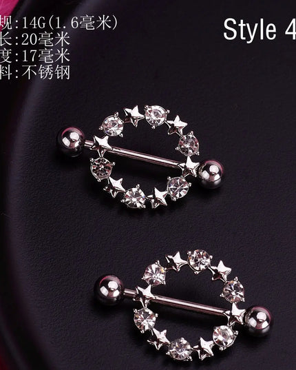 Retro Snake Nipple Piercing Jewelry Shiny Crystal Bunny Rabbit Nipple Rings For Women Girls Heart Nipple Barbells Piercing Pezon