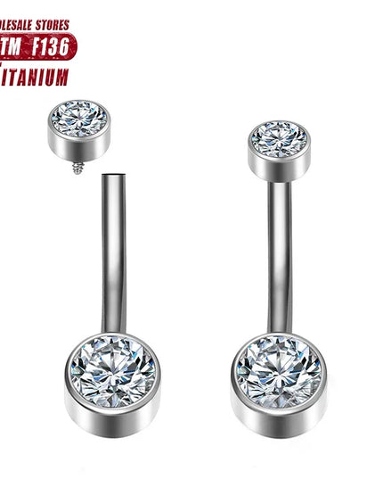 F136 Titanium Belly Button Piercing Industrial Hinge Segment External Helix Zircon Fashion Charming Women Body Jewelry Wholesale