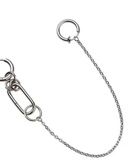 Cool Style Fake Piercing Lip Clip Earring Punk Chain Linked Earrings Hinged Lip Ring For Women Men Fashion Jewelry Accessories