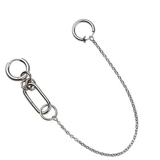 Cool Style Fake Piercing Lip Clip Earring Punk Chain Linked Earrings Hinged Lip Ring For Women Men Fashion Jewelry Accessories